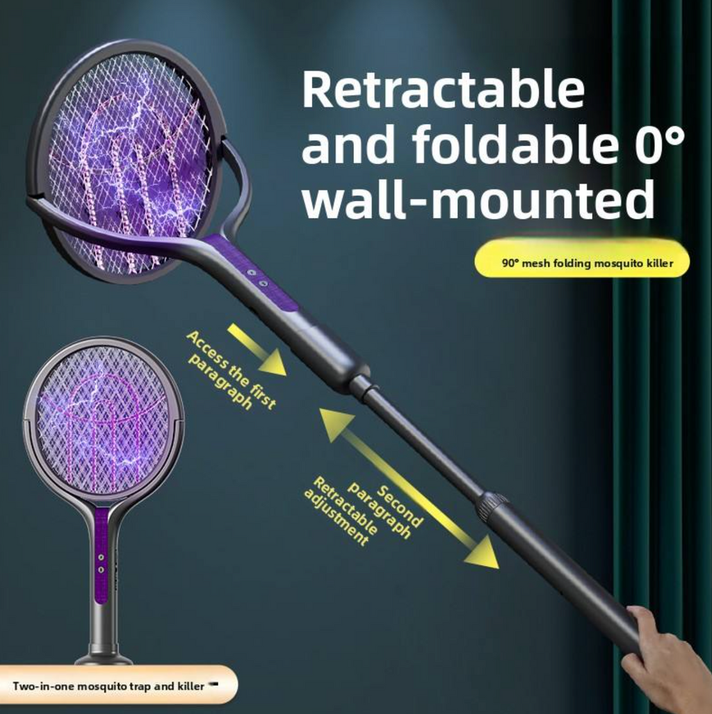 Rechargeable Retractable Electric Mosquito Swatter – 2-in-1 UV Insect Killer